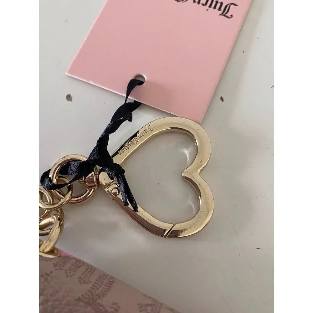 Juicy Couture Cafe Pink V-I Heart Juicy Card Case Key‎ Fob Wallet NEW